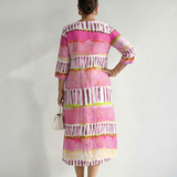 Calla | Easy Flow Patterned Stripe Midi Dress