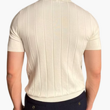 Marco De Santis | Ribbed Knit Polo Shirt with Tailored Fit Elegance For Men