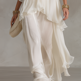 Romantic Sheer Tiered Chiffon Maxi Dress