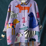 Hannah | Women's Dog Art Print Casual Shirt