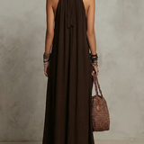 Dark Brown Halter Neck Minimalist Long Dress