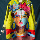 Amber | Oil Painting Freda Portrait Art Printed Women's Casual Shirt