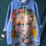 Amber | Oil Painting Freda Portrait Art Printed Women's Casual Shirt