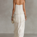 Romantic Sheer Tiered Chiffon Maxi Dress