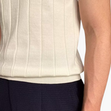 Marco De Santis | Ribbed Knit Polo Shirt with Tailored Fit Elegance For Men
