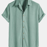 Corduroy Button Short Sleeve Shirt