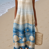 Hannah - Women's Sleeveless Printed Midi Casual Dress