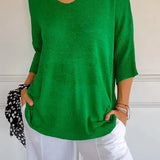 Mia™ - Cozy Top with Knitted V-Neck
