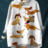 Ava | Cute Dog Dachshund Art Print Casual Shirt
