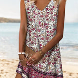 Red Roses Sleeveless Shift Mini Dress