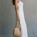 Elegant White Minimal Strappy Slit Maxi Dress