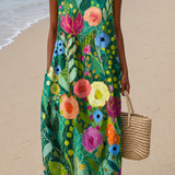 Zoe - Women's Sleeveless Printed Midi Casual Dress