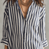 Relaxed Striped Oversized Blue & White Shirt Mini Dress