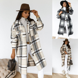 Stylish Checkered Long Jacket for Women - AOIFE