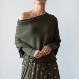 Batwing Sweater | Loose Fit | One Shoulder | Knitted Sweater | Women's Clothing