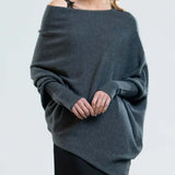 Batwing Sweater | Loose Fit | One Shoulder | Knitted Sweater | Women's Clothing