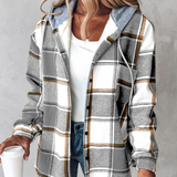 Zelina - Stylish and warm checked hooded jacket for women