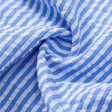 Striped Seersucker Shirt with High Collar