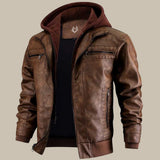 Luca Moretti | Premium Hooded Leather Jacket For Men