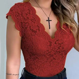 Lace Top – Sleeveless Sheer V-Neck Lace Top for Women