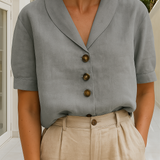 Linen Top | Short Sleeve | Loose Fit | Blouse | Women's Linen Tops