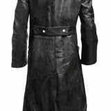 Ethan™ - Black Leather Trench Coat