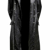 Ethan™ - Black Leather Trench Coat