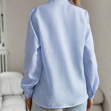 Ruffle Shirt – Striped – Long Sleeve – Button Shirt – Women's Blouse