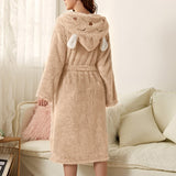 Brinley - Stylish Thick Flannel Hooded Bathrobe for Women for a Cozy Autumn Feeling