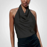 Satin Top – Elegant – Party – Halter Top – Women's Top
