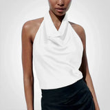 Satin Top – Elegant – Party – Halter Top – Women's Top