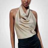 Satin Top – Elegant – Party – Halter Top – Women's Top