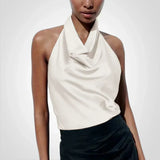 Satin Top – Elegant – Party – Halter Top – Women's Top