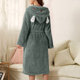 Brinley - Stylish Thick Flannel Hooded Bathrobe for Women for a Cozy Autumn Feeling