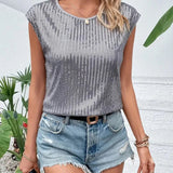 Sequin Top | Sleeveless Glitter Blouse | Party Glamour