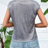 Sequin Top | Sleeveless Glitter Blouse | Party Glamour