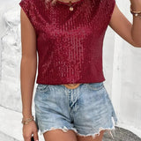 Sequin Top | Sleeveless Glitter Blouse | Party Glamour
