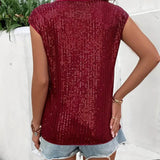 Sequin Top | Sleeveless Glitter Blouse | Party Glamour