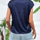 Sequin Top | Sleeveless Glitter Blouse | Party Glamour