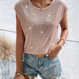 Sequin Top | Sleeveless Glitter Blouse | Party Glamour