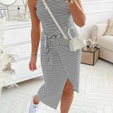 Chloe™ Striped Halter Neck T-Shirt Dress