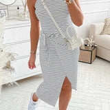 Chloe™ Striped Halter Neck T-Shirt Dress
