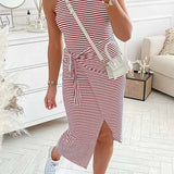 Chloe™ Striped Halter Neck T-Shirt Dress