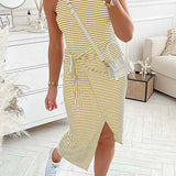 Chloe™ Striped Halter Neck T-Shirt Dress