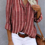 Striped Shirt | Long Sleeve | Loose Fit | Button-Up Blouse | Women's Shirts