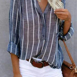 Striped Shirt | Long Sleeve | Loose Fit | Button-Up Blouse | Women's Shirts