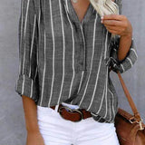 Striped Shirt | Long Sleeve | Loose Fit | Button-Up Blouse | Women's Shirts