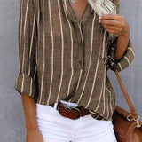 Striped Shirt | Long Sleeve | Loose Fit | Button-Up Blouse | Women's Shirts