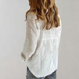 Women's Linen Shirt – Long Sleeve – Collar – Button-Up Linen Blouse for Women