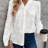 Women's Shirt – Embroidered – Long Sleeve – White Shirt – Button-Up Blouse